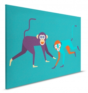 Obraz na plátně Walls by Patel 2 – Dvě hravé opice v moderním geometrickém stylu
