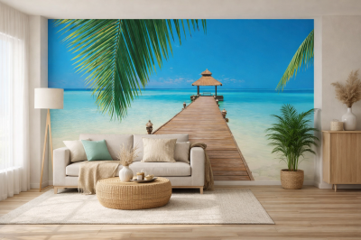 Tropická fototapeta s molem a tyrkysovým mořem