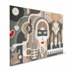 Obraz na plátně – moderní hudební figuralní umění s mikrofonem, hudebními nástroji a stylizovanými p