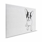 Obraz na plátně – minimalistický francouzský buldoček v černobílém stylu na světle šedém pozadí