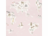 Tapeta Kids and Teens III, Mapa světa a zvířátka růžová