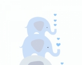 Dětské tapety Little Love, Sloni a srdíčka modrá