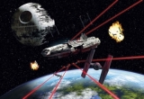 Fototapety Star Wars Loď Falcon Millennium a Hvězda smrti